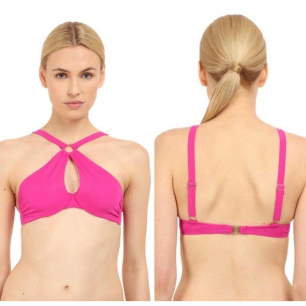 L'AGENT by Agent Provocateur‎ Adrina Pink Cut Out Swim Top